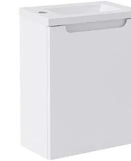 Kúpeľňový nábytok CERANO - Umývadlová skrinka pre WC Sora - biela matná + umývadlo z lit. mramoru - biela matná - 40x57,5x22 CER-999982