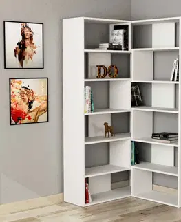 Regály Škandinávska rohová knižnica MAURICIO no. 4, biela