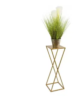 Stojany na kvetiny HowHomely Stojan na kvety Loft 70 x 24 x 24 cm zlatá