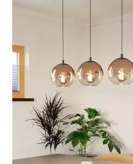 Svietidlá Eglo 901924 - Závesný luster ARISCANI na lane 3xE27/60W/230V čierna/béžová/dymová 901924