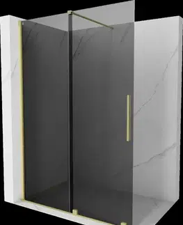 Sprchové dvere MEXEN/S - Velar Sprchová zástena posuvná Walk-in 160 x 200, grafit 8 mm, zlato kartáčovaná 871-160-000-43-55
