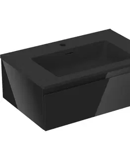 Kúpeľňový nábytok MEXEN/S - Orio kúpeľňová skrinka 70 cm s umývadlom Otis, 1 šuplík, čierna lesk/čierna mat 91A10-07023-1-BF70-W18M71