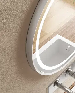 Kúpeľňové zrkadlá Mereo Zrcadlo kulaté pr. 600 mm, LED osvetlenie, pískované medzikruží CN167S