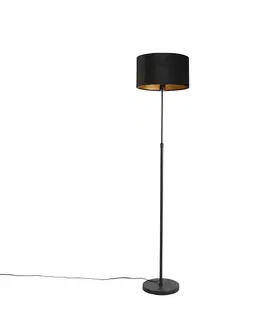 Stojace lampy Inteligentná stojaca lampa čierna s čiernym zamatovým tienidlom 35 cm vrátane Wifi A60 - Parte
