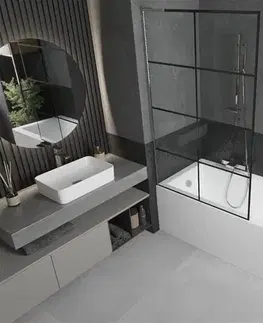 Sprchové dvere MEXEN/S - Next L vaňová zástena FIX 100 x 150, čierna vzor, chróm 895-100-000-03-77-01