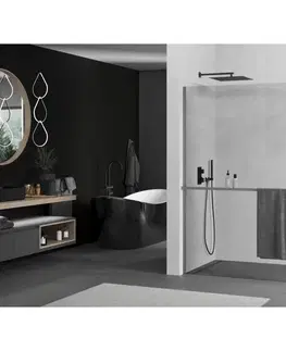 Sprchové dvere MEXEN/S - Kioto+ Sprchová zástena s poličkou WALK-IN 75 x 200, transparent, grafit kartáčovaná 800-075-121-66-00