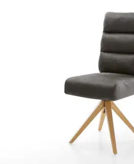 Jedálenské stoličky DELIFE Jedálenská stolička Pela-Flex mikrovlákno antracitová vintage drevená podstava hranatá prírodná vrecková pružina