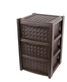 Komody Kinekus Komoda plastová, 3-poschodová, hnedá, Arianna, TONTARELLI