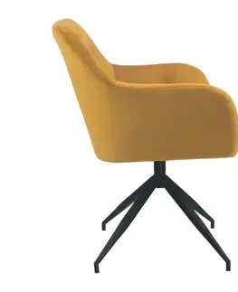 Kreslá KONDELA Veleza New dizajnové otočné kreslo horčicová (Velvet) / čierna