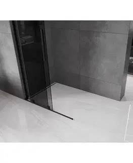 Sprchové dvere MEXEN/S - Velar L Sprchová zástena posuvná Walk-in 110 x 200, grafit 8 mm, čierna 871-110-003-43-70