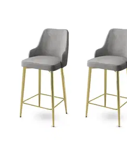 Barové stoličky Bar Stool Set (2 Pieces) Enox - Grey, Gold