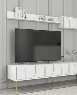 Obývacie steny TV skrinka / Obývacia stena Lyon 2 - White, Gold