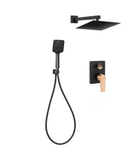 Kúpeľňové batérie INVENA - Podomietkový set MIDNIGHT, čierna / ružové zlato TREND BS-35-014-V