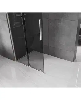 Sprchové dvere MEXEN/S - Velar Sprchová zástena posuvná Walk-in 80 x 200, grafit 8 mm, nikel kefovaná 871-080-000-43-97