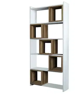 Knižnice Knižnica Box - White, Walnut