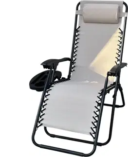 Záhradný nábytok Záhradné a plážové relaxačné kreslo s podnožkou Regina, béžová