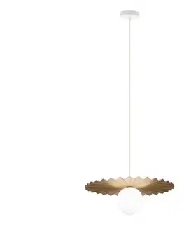 Svietidlá  Závesný luster na lanku SUNPLISS 1xG9/10W/230V priemer 40 cm zlatá/krémová W-KM 408080/1 SAND+GO