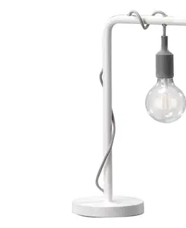 Lampy ONLI - Stolná lampa WIRE 1xE27/15W/230V 50 cm šedá/biela 4853/LGB