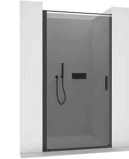 Sprchovacie kúty CERANO - Sprchové otočné dvere Porte L/P - 8 mm - čierna matná, grafitové sklo - 100x195 CER-8050BD7247