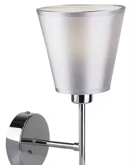 Nástenné svetlá Chrómová nástenná lampa s kužeľovým tienidlom z látky E14 Vox