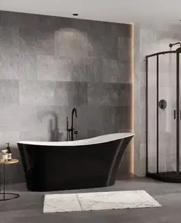 Vane BESCO - Set kút ZARYA BLACK + vanička AXIM STONE EFFECT - FARBA rámu - Čierna, Rozmer A - 90 cm, Rozmer B - 90 cm, Výplň - Číre bezpečnostné sklo - 5 mm BCZBAXS90190