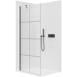 Sprchové dvere CERANO - Sprchová zástena Walk-in Onyx YL/P - 8 mm - čierna matná, industriálne sklo - 140x200 CER-8050BD1390