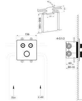 Kúpeľňové batérie SAPHO - SMART SELECT podomietková termostatická sprchová batéria, box, 2 výstupy, chróm RP042