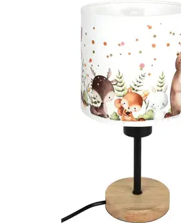Lampy BRILAGI - Stolná lampa BOBO WOOD 1xE27/25W/230V dub/čierna/biela/zvieratká BG1567+BG5587