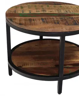 Konferenčné stolíky Okrúhly konferenčný stolík Retro 60x45x60 recyklované mango