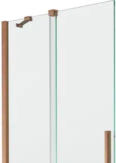 Sprchové dvere MEXEN/S - Velar Dvojkrídlová posuvná vaňová zástena 90 x 150, transparent, kartáčovaná meď 896-090-000-01-65