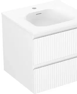 Kúpeľňový nábytok MEXEN/S - Rivel kúpeľňová skrinka 50 cm s umývadlom Vela, 2 zásuvky, reliéf, biela mat 91A20-05047-2-BFF01-W23M01