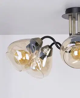 Stropná svetla Stropná lampa čierna/zlatá dymová 5xE27 Unica