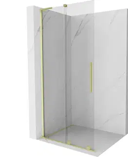 Sprchové dvere MEXEN/S - Velar L Sprchová zástena posuvná Walk-in 90 x 200, transparent 8 mm, zlato kefovaná 871-090-003-03-55