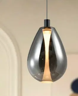 Stropná svetla Lampa wisząca Denso 30 szklana czarna nad stół klosz dymiony pojedyncza