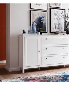 Komody KONDELA Olje 2D3S dvojdverová komoda so zásuvkami biela
