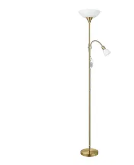 Lampy EGLO 82844 - Stojacia lampa UP 2 1xE27/60W + 1xE14/25W mosadz 82844