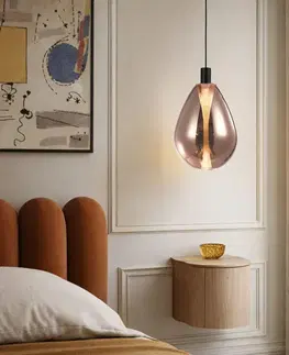 Stropná svetla Lampa wisząca Denso 20 szklana czarna z kloszem miedzianym nad stół