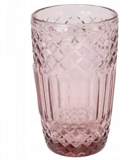 Poháre Kinekus Pohár na vodu  sklenený brúsený, 380ml, ružový