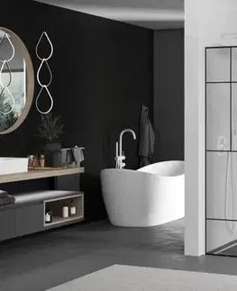 Sprchové dvere MEXEN/S - KIOTO Sprchová zástena WALK-IN 70 x 200, transparent/čierny vzor 8 mm, biela 800-070-101-20-78