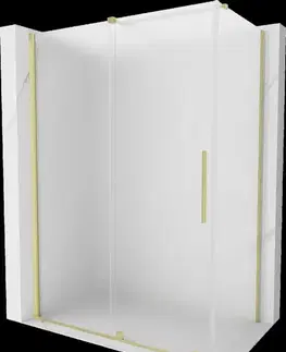 Sprchovacie kúty MEXEN/S - Velár sprchovací kút, posuvné dvere 160 x 100, dekor, zlato kartáčovaná 871-160-100-31-55