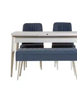 Jedálenské sety Jedálenský set s rozkladacím stolom a stoličkami (4 kusy) Vina 1048 - 3 - White, Dark Blue