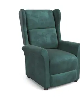 Kreslá HALMAR Agustin 2 relaxačné kreslo (ušiak) tmavozelená