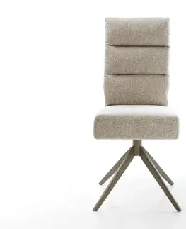 Jedálenské stoličky DELIFE Jedálenská stolička Pela-Flex tkanina mäkký béžová krížová podstava široká titánová farba 360° otočný hojdacia funkcia vrecková pružina