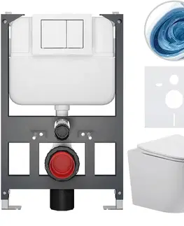 Záchody CERANO - Kompletný WC set Basic/Cesso - biela matná - WC tlačidlo Maxio/Biela - závesné - nízky modul - predstenová inštalácia - 49x36 CER-8050BD86169