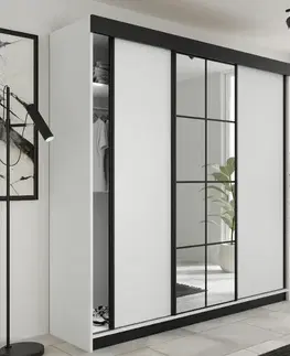 Šatníkové skrine KIER Šatníková skriňa ROMALA |  biela 200 cm