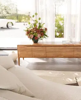 Televízne stolíky DELIFE TV stolík Simcha 220 cm akácia prírodná 4 dvierka 2 zásuvky