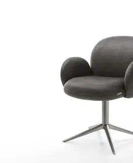 Jedálenské stoličky DELIFE Otočná jedálenská stolička Nube-Flex s opierkami mikrovlákno antracit vintage podstava grafit 360° otočná hojdacia funkcia vrecková pružina