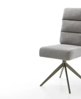 Jedálenské stoličky DELIFE Jedálenská stolička Pela-Flex tkanina mäkký sivá krížová podstava široká titánová farba 360° otočný hojdacia funkcia vrecková pružina