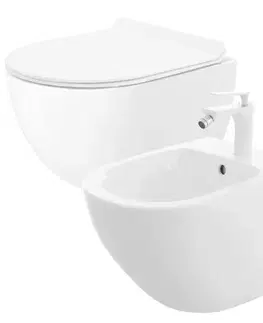 Záchody REA - Set WC závesnej misy + bidetu CARTER biely KPL-C1400