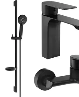Kúpeľňové batérie MEXEN/S - Alexa SET umývadlová + vaňová batéria s príslušenstvom DS40, čierna 71203DS40-70